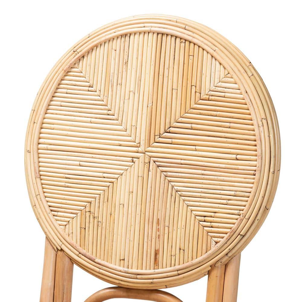 Low Brown Rattan Cane Boho Dining Side Chair