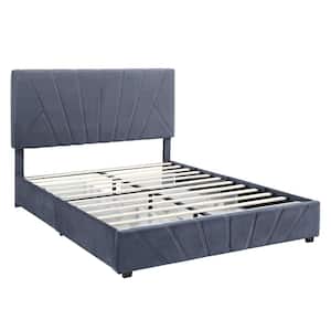 Kimjoy Gray Wood Frame Queen Platform Bed with Storage
