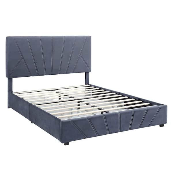 Furniture of America Kimjoy Gray Wood Frame Queen Platform Bed with Storage