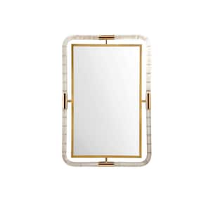 South 29.9 in. W x 44.1 in. H Framed Rectangular Bathroom Vanity Mirror in Polished Gold