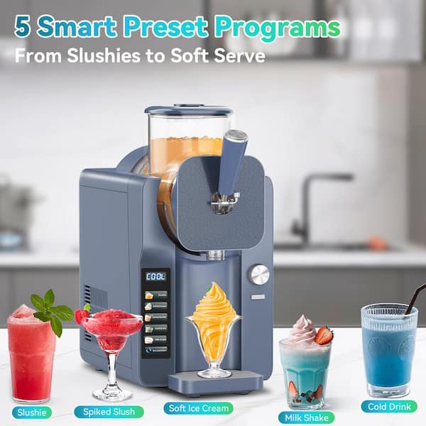 Denjol 68 oz. Blue Snow Cone Machine and Ice Cream Maker with 5