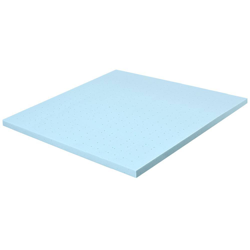 Costway Blue 4 in. Gel-Infused Memory Foam Mattress Topper Ventilated Bed Pad Queen - 1