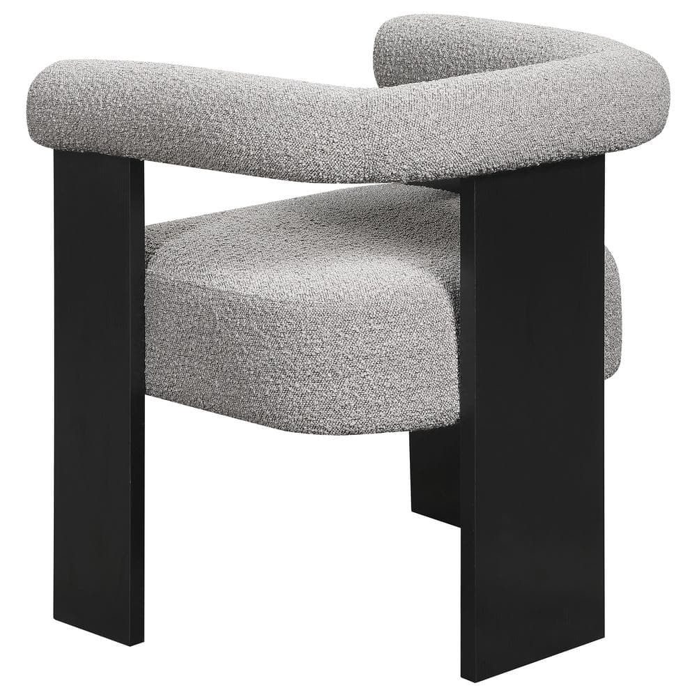 Gray Bouclé Upholstered Accent Chair with Black Wood Frame