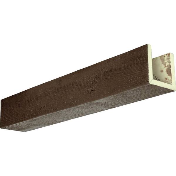 Ekena Millwork 8 in. x 4 in. x 16 ft. 3-Sided (U-Beam) Rough Sawn Natural Mahogany Faux Wood Ceiling Beam