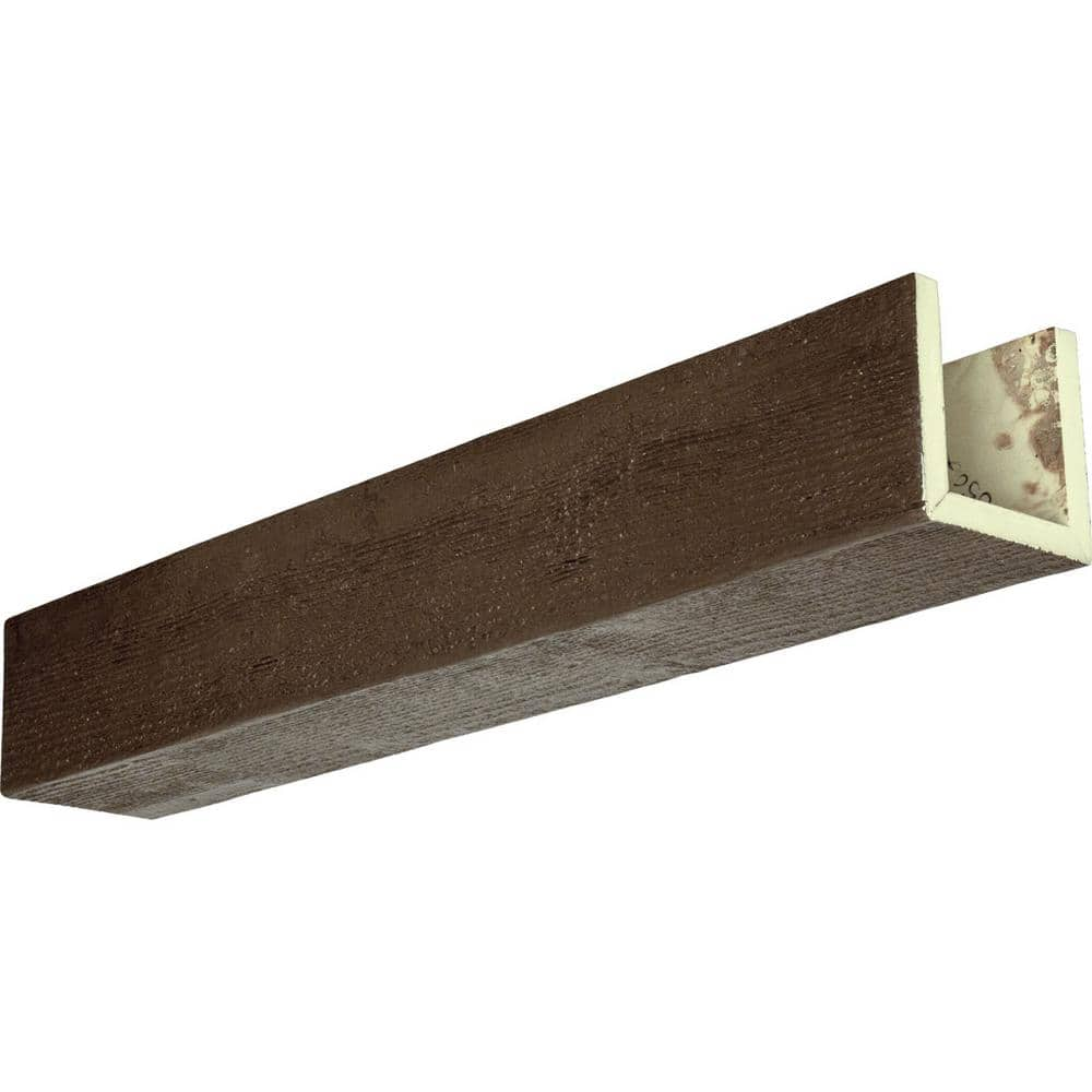 Ekena Millwork 12 in. x 4 in. x 24 ft. 3-Sided (U-Beam) Rough Sawn Natural Mahogany Faux Wood Ceiling Beam