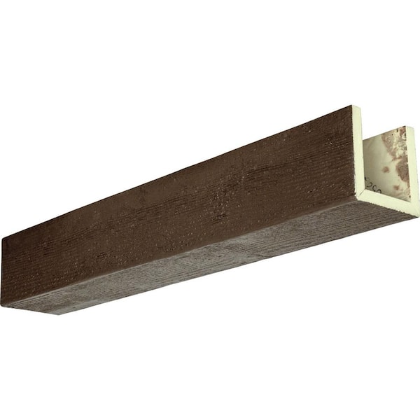 Ekena Millwork 10 in. x 10 in. x 8 ft. 3-Sided (U-Beam) Rough Sawn Natural Mahogany Faux Wood Ceiling Beam