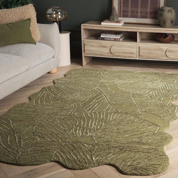 SAFAVIEH Soho 6 ft. x 6 ft. Green Oversized Leaf Square Area Rug ...