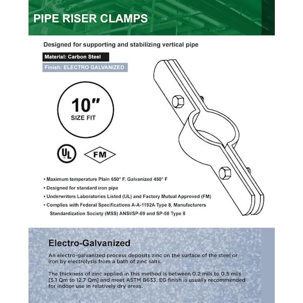 PLUMBFLEX 10 Riser Clamp in Electro Galvanized Steel 010CLRSGE