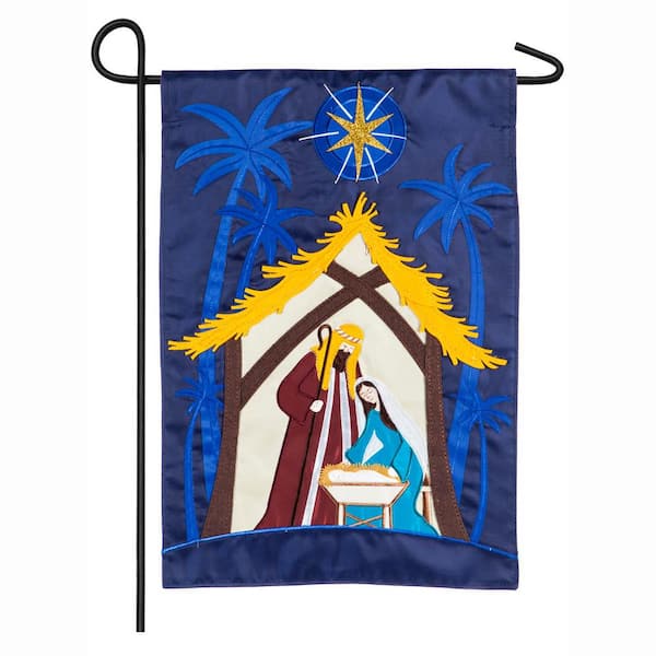 Evergreen 18 in. x 12.5 in. A Child Is Born Nativity Garden Applique Flag
