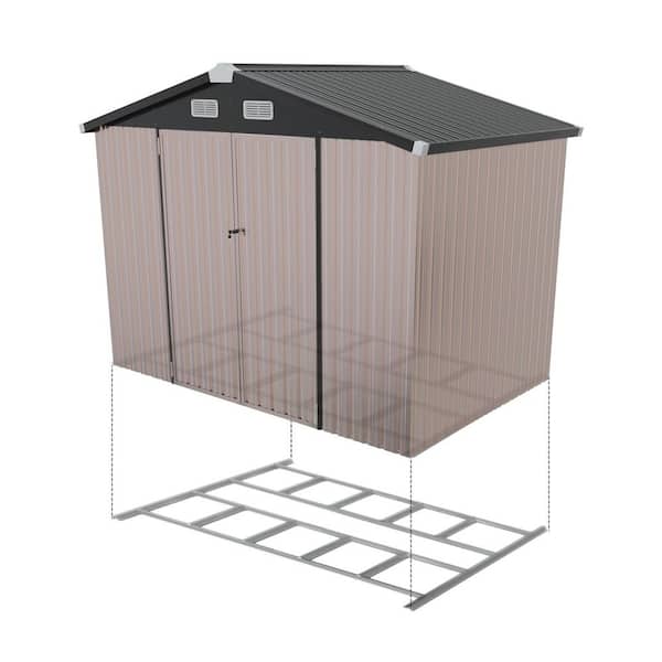 Sizzim 8 ft. W x 6 ft. D Metal Storage Shed with Metal Floor Base
