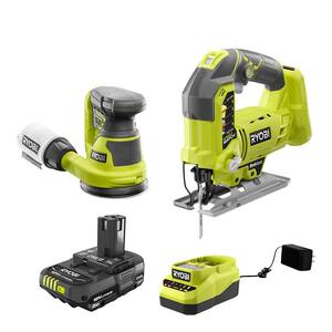 ONE+ 18V Cordless 2-Tool Combo Kit with Jig Saw, 5 in. Random Orbit Sander, 2.0 Ah Battery, and Charger