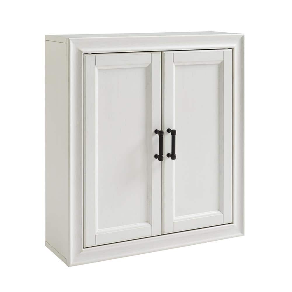 Tara Vintage White Pine Wall Cabinet with Antique Bronze Hardware