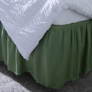 18 in. Drop Wrap Around Sage Queen/King Bed Skirt Ruffle