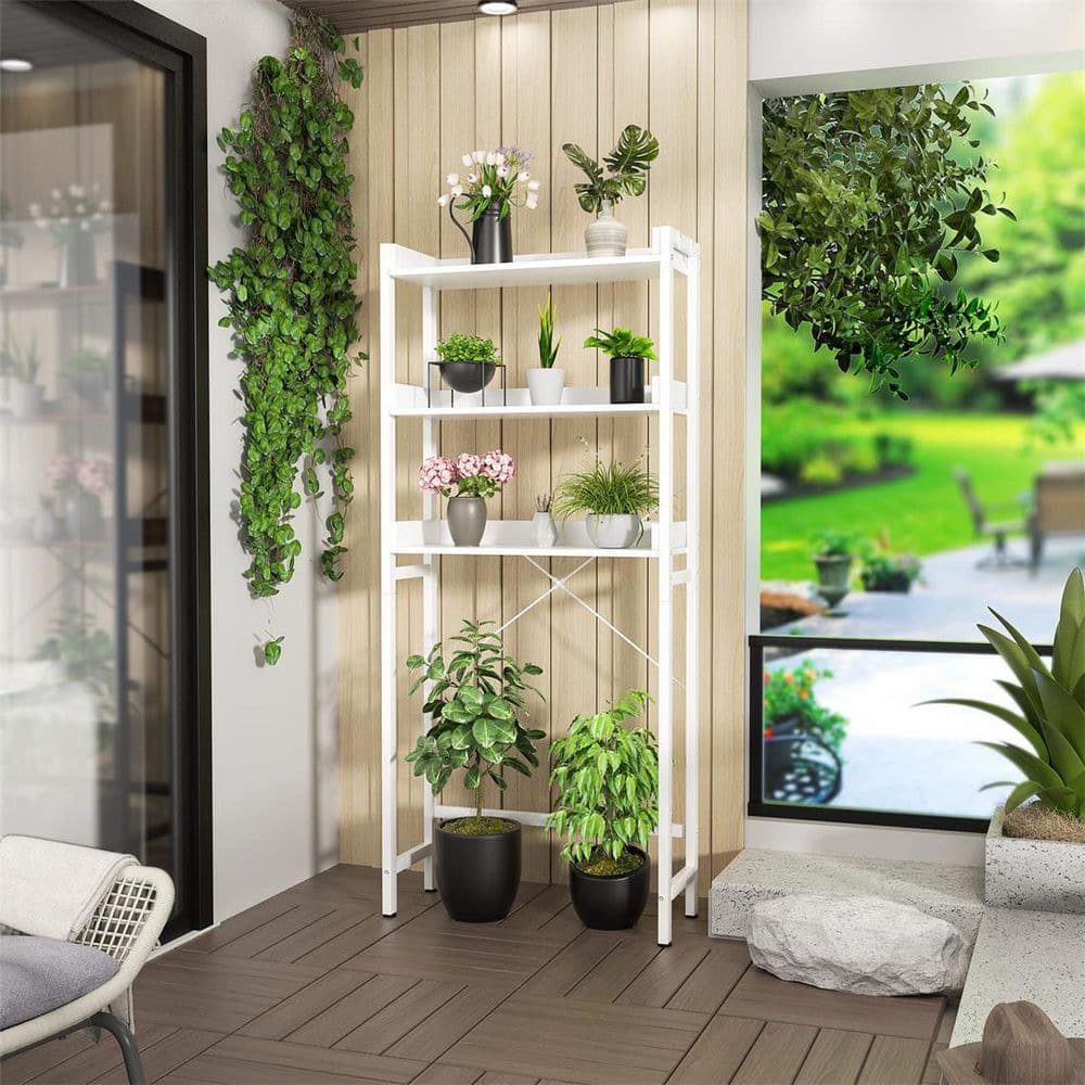 White Metal Frame 3-Tier Over-the-Toilet Storage Shelf