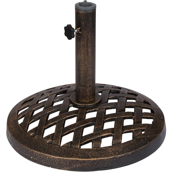 17.7 in. Cast Iron Lattice Design Patio Umbrella Base (Bronze)