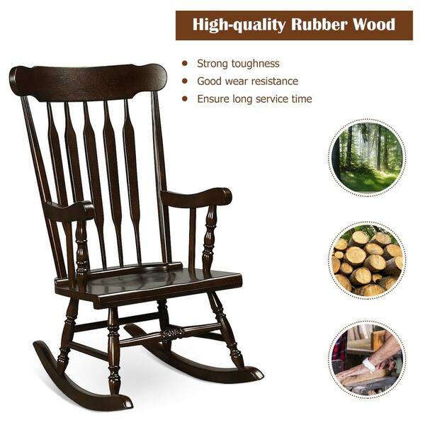 ANGELES HOME Solid Wood Outdoor Rocking Chair for Garden and