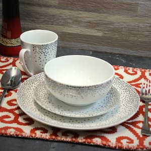 16-Piece Contemporary White Dots Ceramic Dinnerware Set (Service for 4)