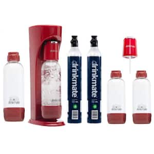 Royal Red Sparkling Water and Soda Maker Party Pack with 2 60L CO2 Cartridges, Extra Fizz Infuser, 1L and 2 0.5L Bottles