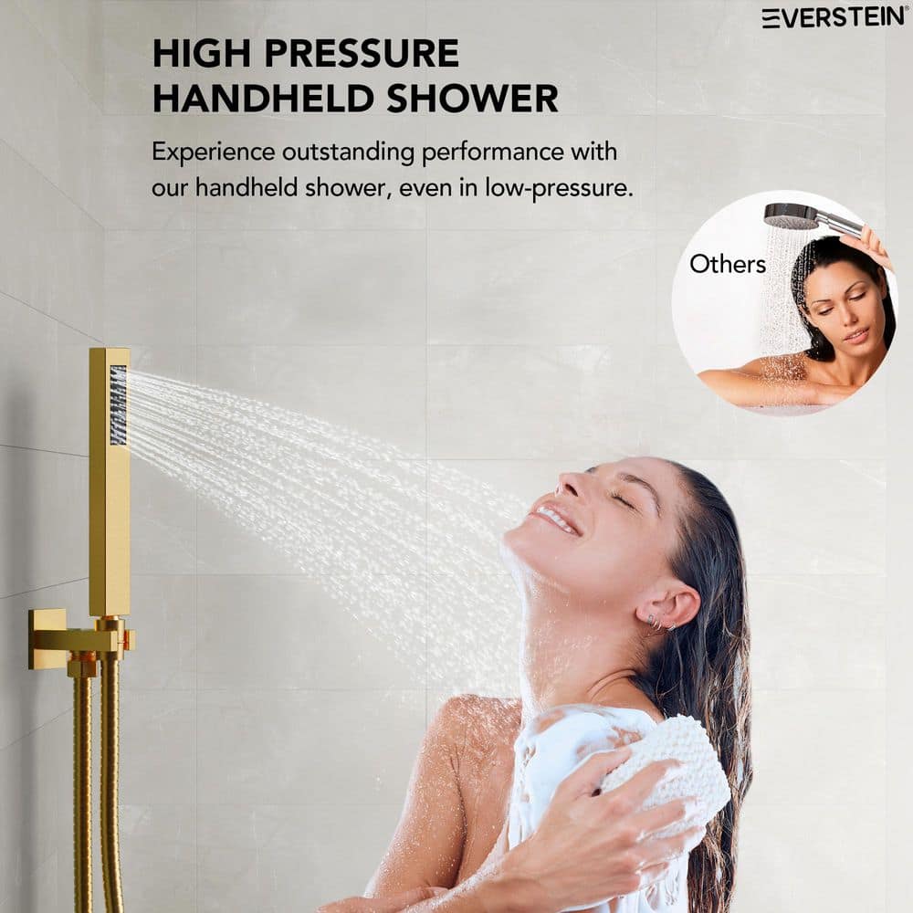 Matte Black Dual Shower Head System with Body Jets and Hand Shower