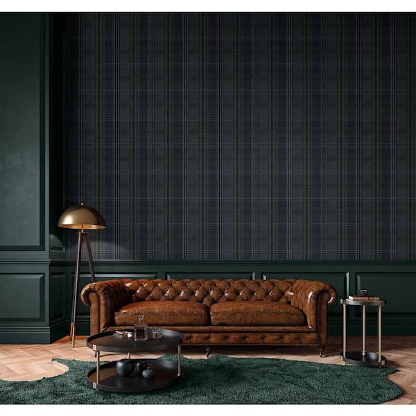 Deep Blue Classic Plaid Vinyl Peel and Stick Wallpaper Roll (Covers 40.5 sq. ft.)