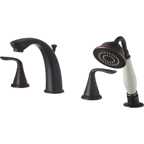 CMI inc Majestic Two Handle Top Deck Mount Roman Tub Faucet with Hand Held Shower in Oil Rubbed Bronze
