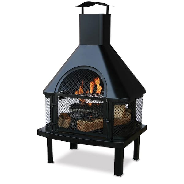 Endless Summer 45 in. H Steel Wood Burning Outdoor Fireplace with Chimney and Included Wood Grate and Cooking Grate