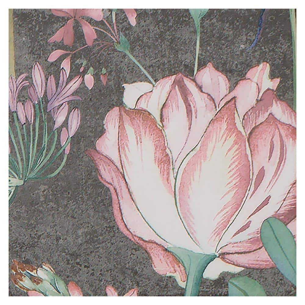 Angela Harris 8" x 8" Pink and Gray Porcelain Floral Wall Tile
