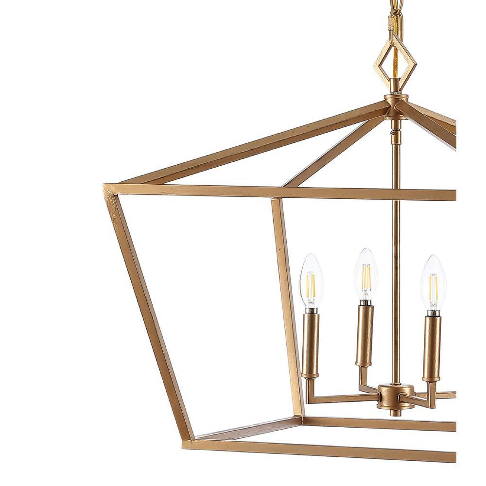 Gatsby 4-Light Polished Gold Iron Adjustable LED Lantern Pendant