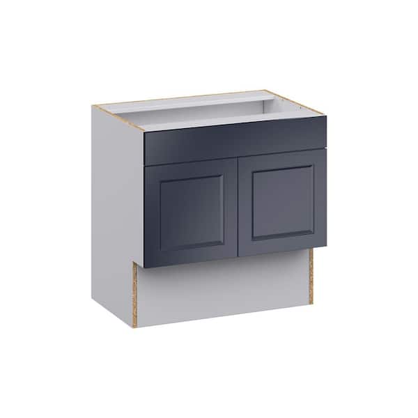 J COLLECTION Devon Painted Blue Recessed Assembled 12 in.W x 30 in. H x 21 in.D Vanity ADA 3 Drawers Base Kitchen Cabinet