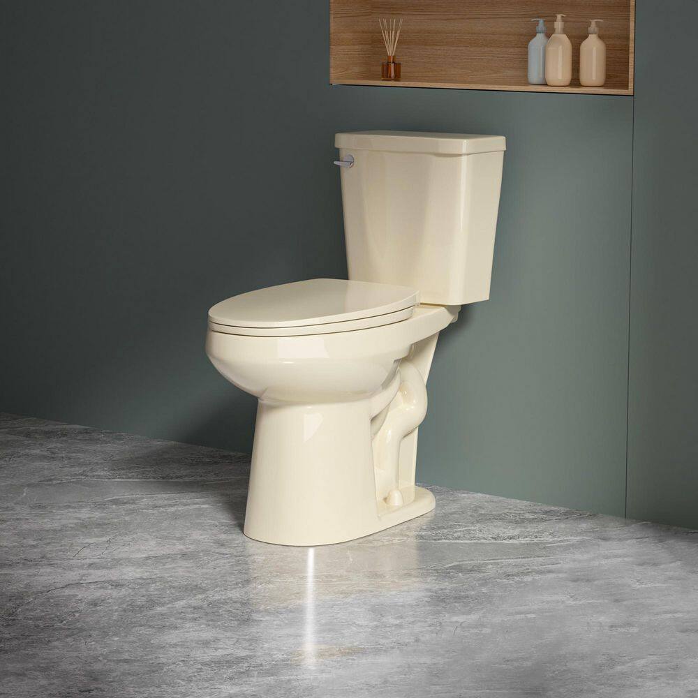 ADA Compliant Elongated 17 in. Comfort Height Toilet 1.28 GPF Single Flush Bone 2-Piece Toilet with Clean Seat price history on PriceWatchPro