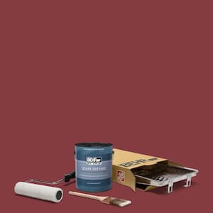 1 gal. #M140-7 Dark Crimson Extra Durable Satin Enamel Interior Paint and 5-Piece Wooster Set All-in-One Project Kit