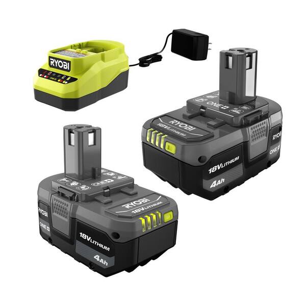 RYOBI ONE+ 18V Lithium-Ion 4.0 Ah Battery (2-Pack) and Charger Kit