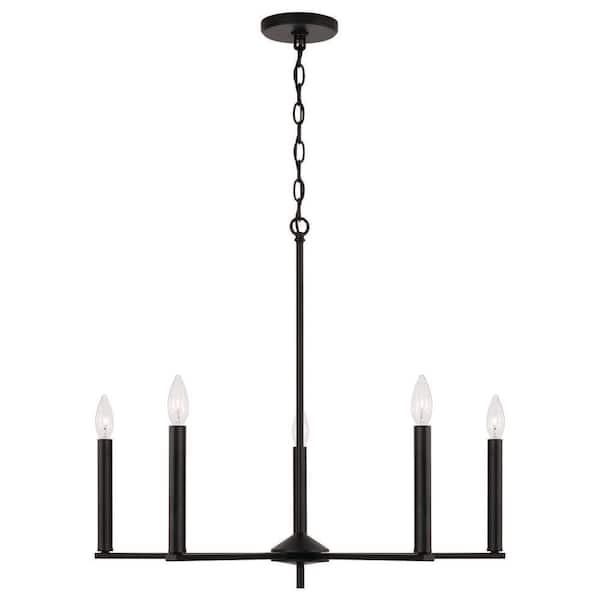 Portman 5-Light Matte Black 27.75 in. W x 24 in. H Chandelier