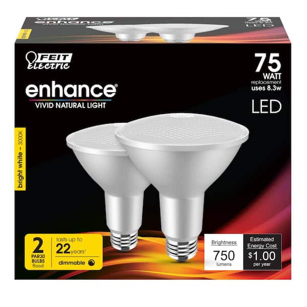 Feit Electric 75-Watt Equivalent PAR30 Dimmable CEC Title 24 Compliant LED ENERGY STAR 90+ CRI Flood Light Bulb, Bright White Feit Electric 75-Watt Equivalent PAR30 Dimmable CEC Title 24 Compliant LED ENERGY STAR 90+ CRI Flood Light Bulb, Bright White