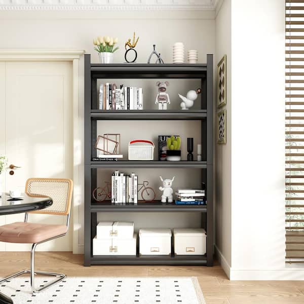 FUNKOL 5-Layers Rectangular Adjustable Black Chrome Metal Shelving Unit for Storing Kitchen 18 in. L x 47.2 in. W x 77.9 in. H