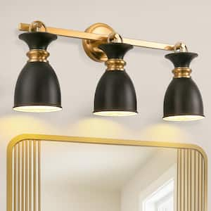 25 in. 3-Light Black and Gold Vanity Light Fixture - Elegant Wall Sconce for Bathroom, Vanity, and Hallway Lighting