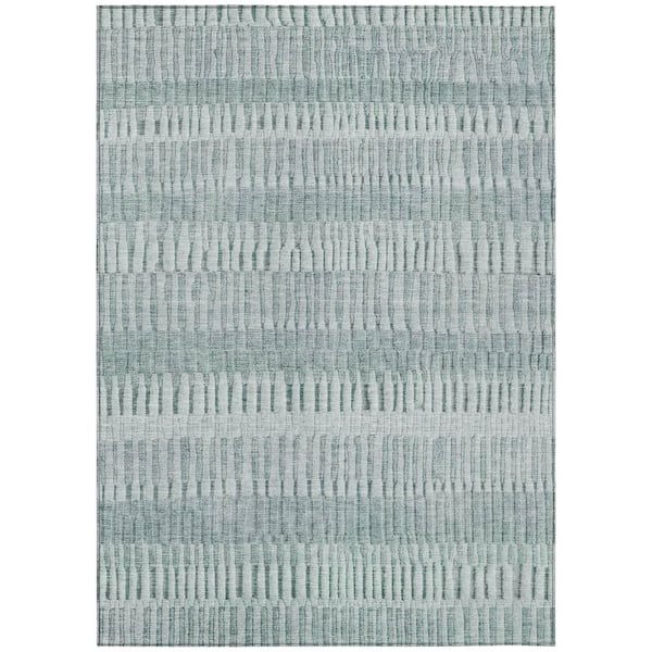 Chantille Machine Washable Indoor/Outdoor Abstract ACN2807 Aqua 5 ft. x 7 ft. 6 in. Area Rug