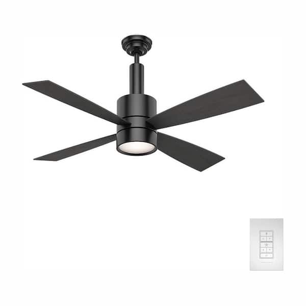 Casablanca Bullet 54 in. Integrated LED Indoor Matte Black Ceiling Fan with Light and Wall Control