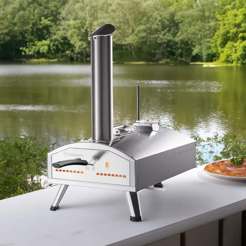 12" Stainless Steel Dual Fuel Outdoor Pizza Oven with Rotating Stone