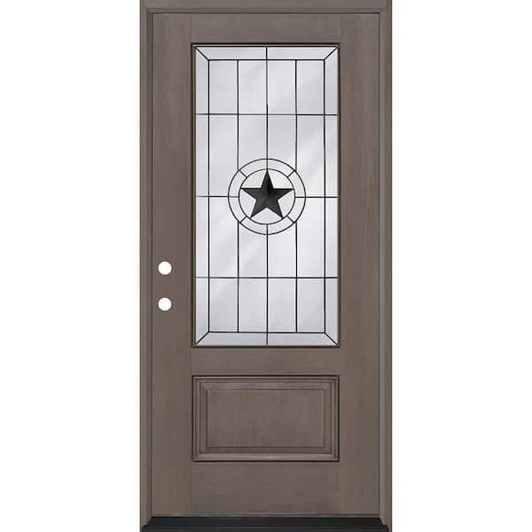 Regency 36 in. x 80 in. 3/4L Alamo Glass RHIS Ashwood Stain Fiberglass Prehung Front Door with 6-9/16 Jamb