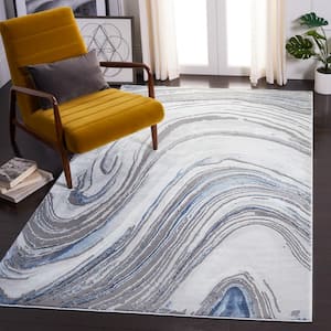 Craft Gray/Blue 7 ft. x 7 ft. Marbled Abstract Square Area Rug