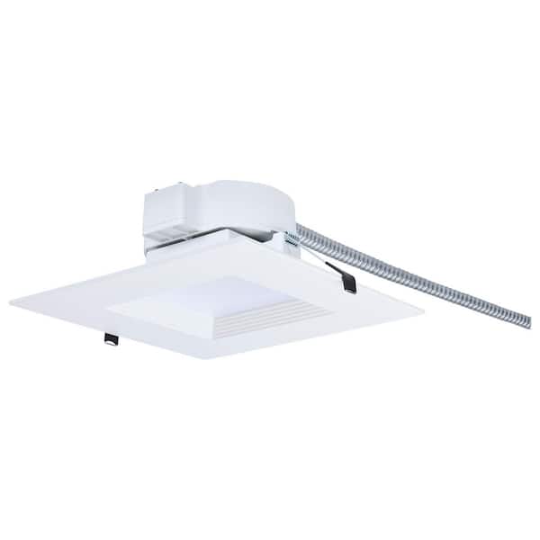 8 in. 25. 5W CCT Selectable Square LED Commercial Downlight Dual Dimming Integrated LED Recessed Light Trim 120-347 Volt