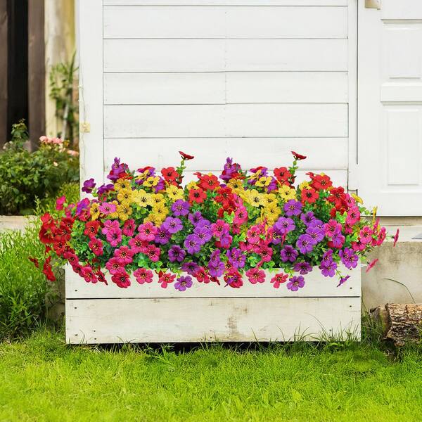 Afoxsos 2.00 in. Mix Red Purple Yellow Rose-red Artificial Outdoor