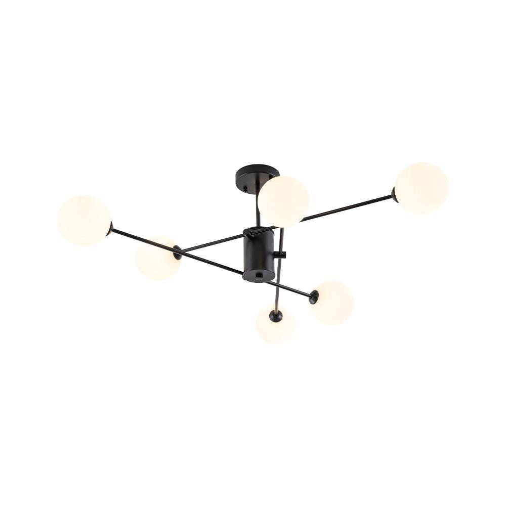 Ceder 6-Light 32.7 in.W Matte Black Semi Flush Mount Sputnik Linear Globe Glass Close to Ceiling Light for Living Room price history on PriceWatchPro