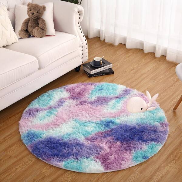 5ft Fluffy Area Rugs Tie-dye Shaggy Soft Home Carpet Winter Warm