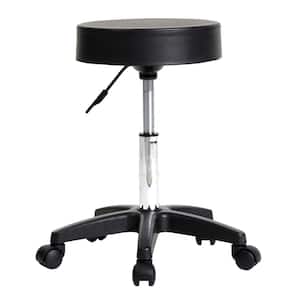 Black PU Leather Seat Swivel Rolling Stool Adjustable Height Hydraulic Stool with Wheels