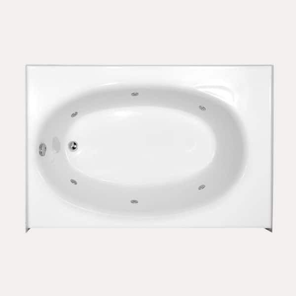 Kona 60 in. Left Drain Alcove Rectangular Whirlpool Bathtub in White