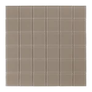 Pin Taupe 11.33 in. x 11.33 in. x 5 mm Glass Peel and Stick Wall Mosaic Tile (5.35 sq. ft./Pack)