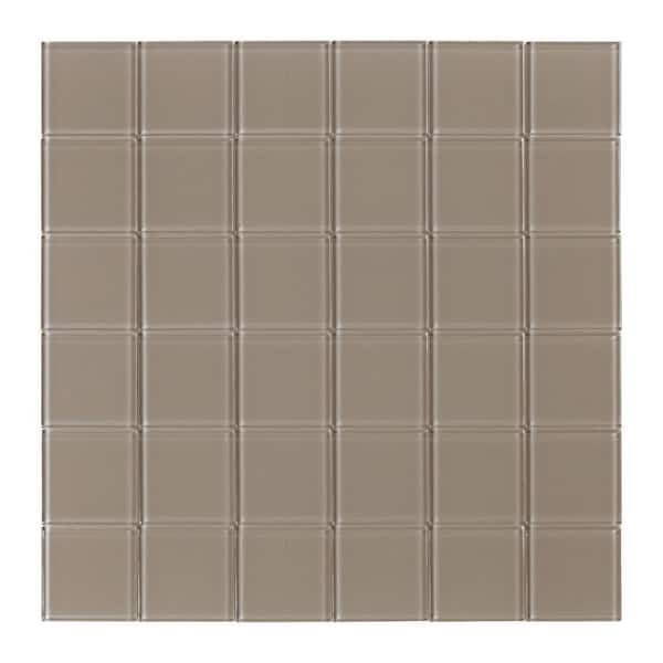 SpeedTiles Pin Taupe 11.33 in. x 11.33 in. x 5 mm Glass Peel and Stick Wall Mosaic Tile (5.35 sq. ft./Pack)
