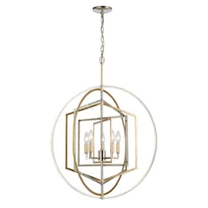 Clyde 27 in. W 5-Light Polished Nickel Chandelier with No Shades
